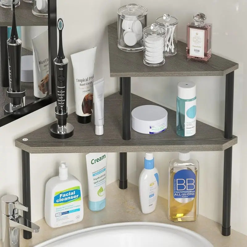 Kitchen Countertop Organizer Corner Shelf - Kitchen Spice Rack Organization 2 Tier Free-Standing Counter Storage Space Saving