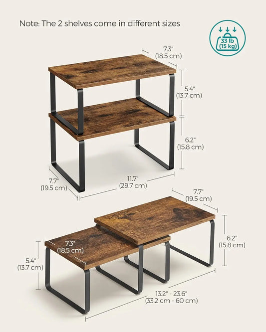 Cabinet Organizer Shelf, Set of 4 Kitchen Counter Shelves, Kitchen Storage