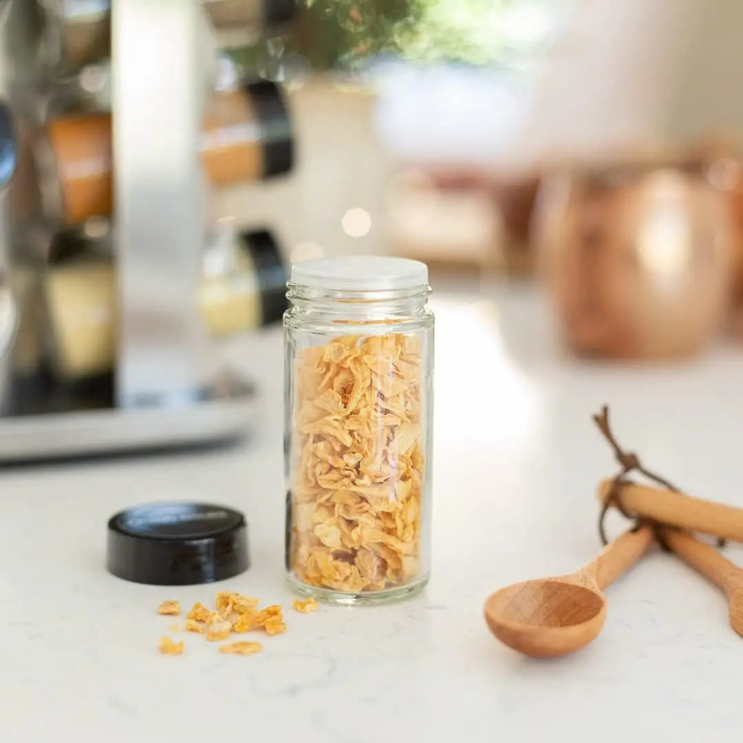 Jar Spice Rack with Spices Included - Revolving Tower Organizer for Kitchen Spices and Seasonings, (Stainless Steel)