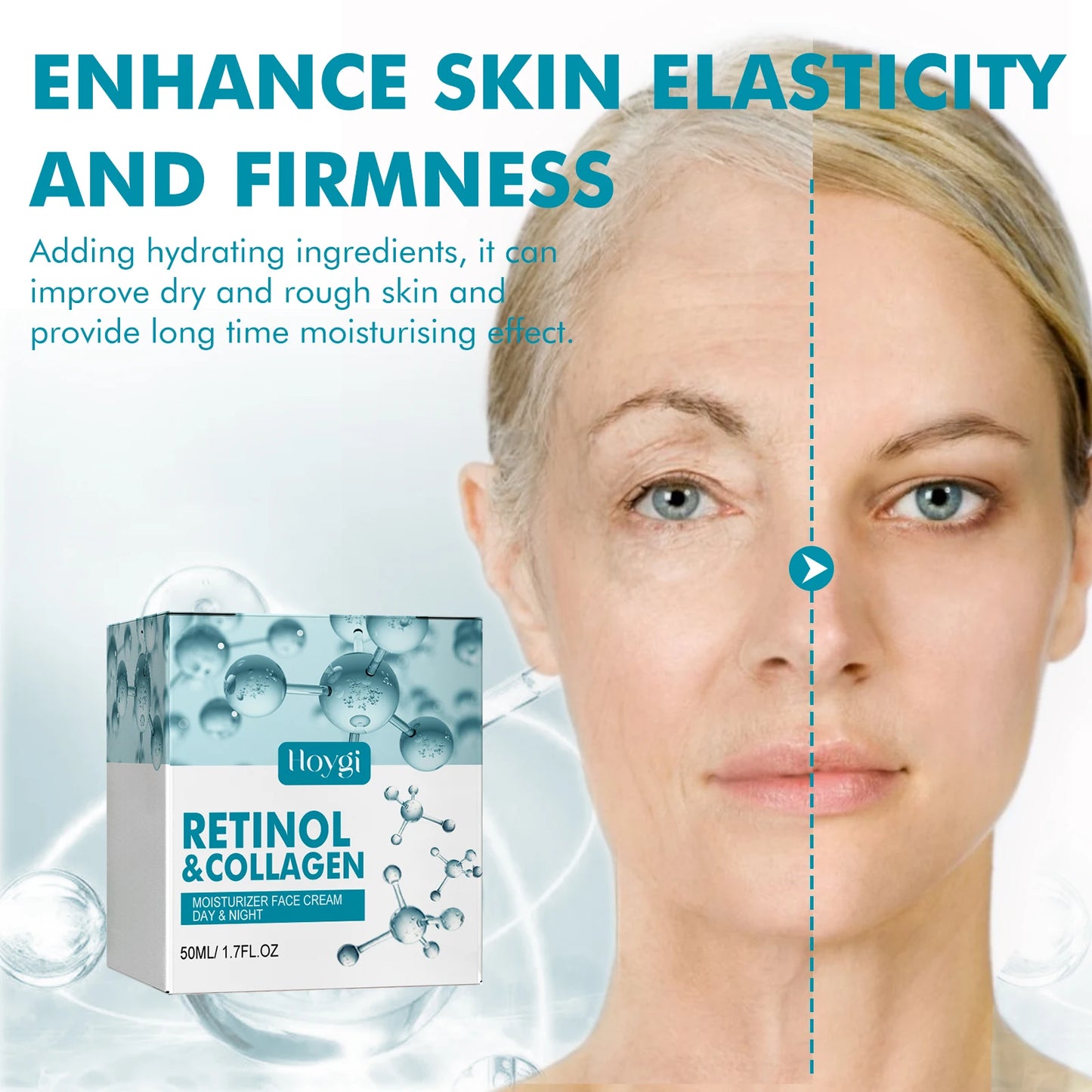 Anti Aging Retinol Collagen Day Night Moisturizer Face Cream Moist Hydrating Brightening Elastic Firming Smoothing Facial Cream