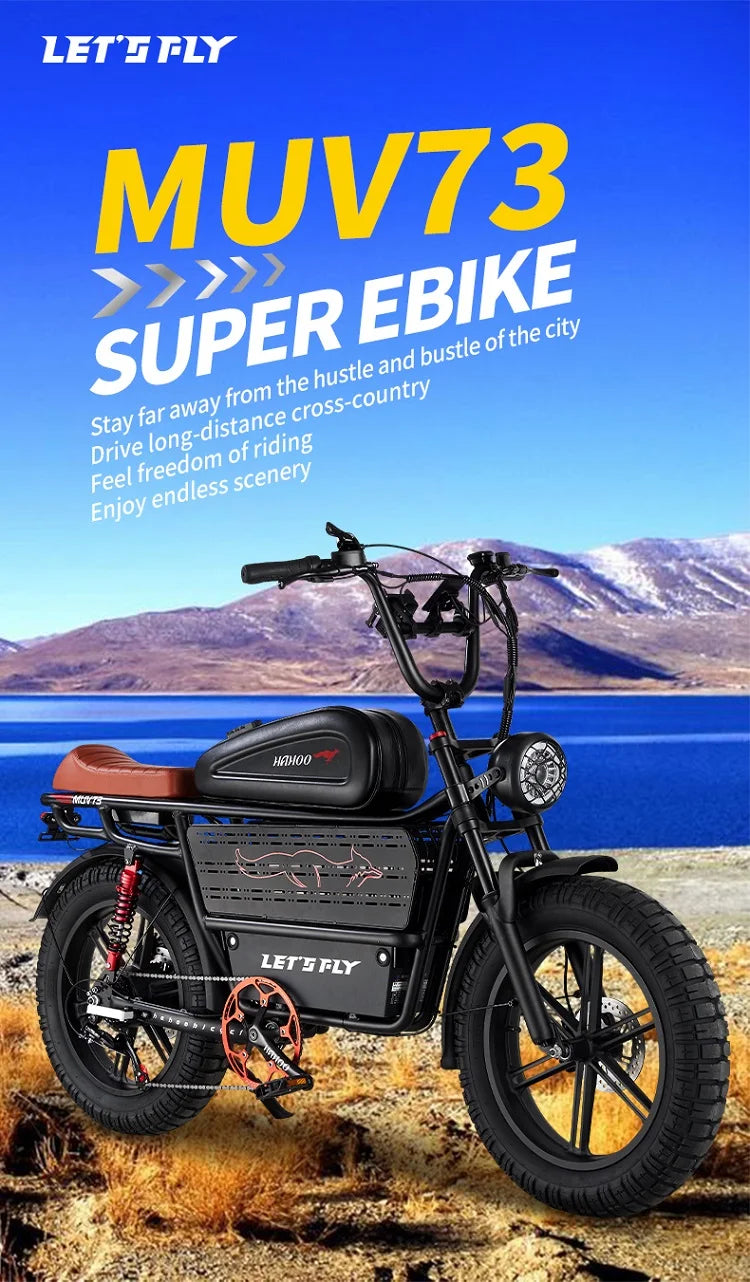 HAHOO H20 20 inches adult electric mountain bike 1000W brushless motor 48V 60Ah ebike dual suspension off road tyre bicycle