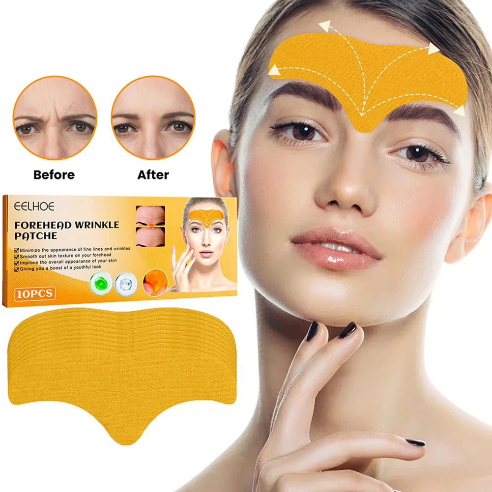 100-10pcs Collagen Forehead Wrinkle Patch Face Mask Head Lines Remover Masks Lifting Anti-Aging Stickers Skin Care Beauty