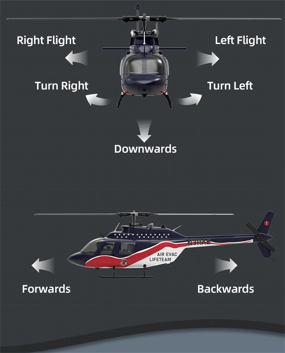 Eachine E186 Bell-206 2.4G 6CH 1/27 Scale Dual Brushless Motor Altitude Hold Optical Flow Positioning intelligent RC Helicopter