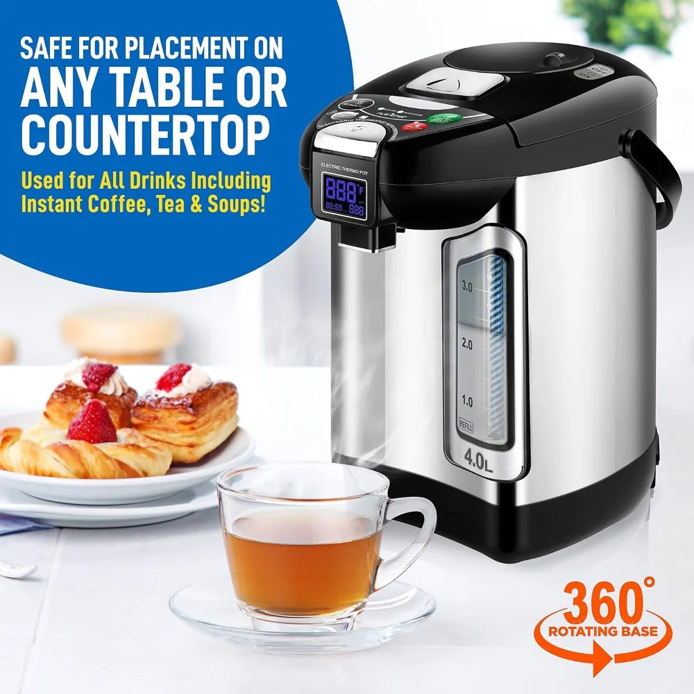 Digital Water Boiler and Warmer,Stainless Electric Hot Water Dispenser,LCD Display,Rotating Base,Keep Warm,Auto Shut Off
