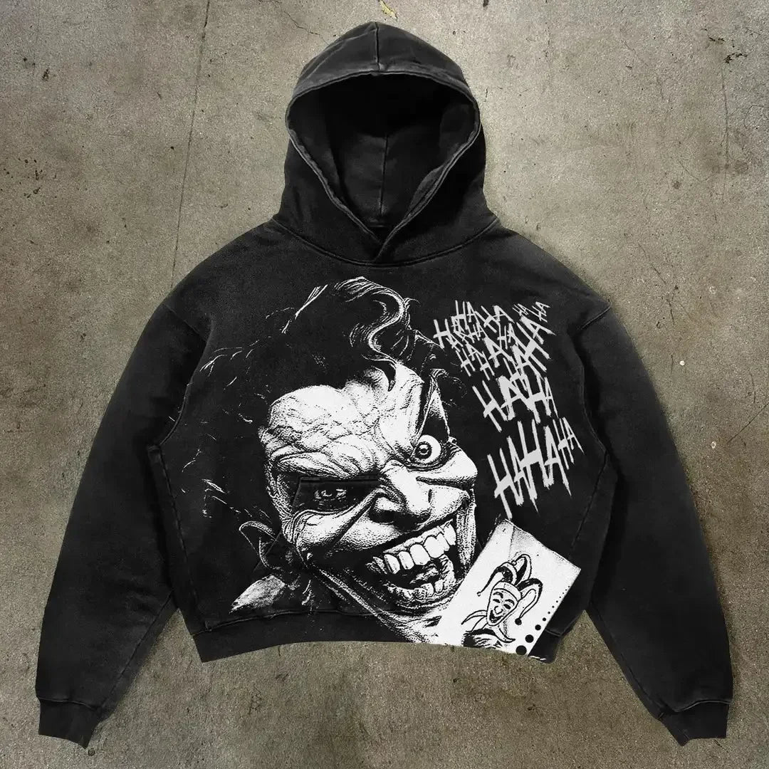 Harajuku Hand touch printing Hoodie Oversized Streetwear Tops Sweatshirt Y2k Clothes Gothic Grunge Hoodies  Men Clothing