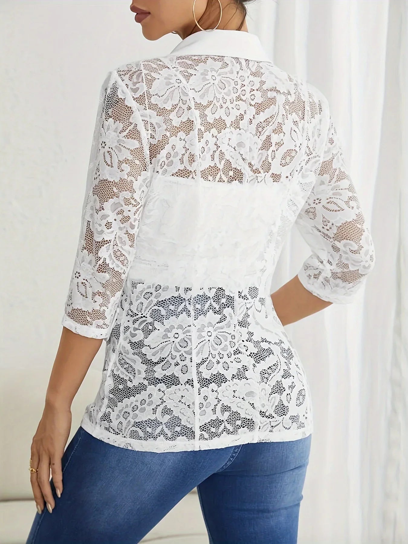 solid Elegantcolor fashionable lace patchwork small suit women's coat mesh long sleeved slim fit sports jacket women's cardigan