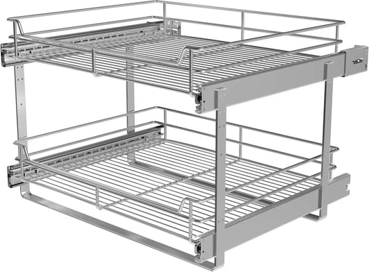 2-Tier Cabinet Pull Out Shelves (20" W x 22" D), Slide Out Shelves for Kitchen Cabinet
