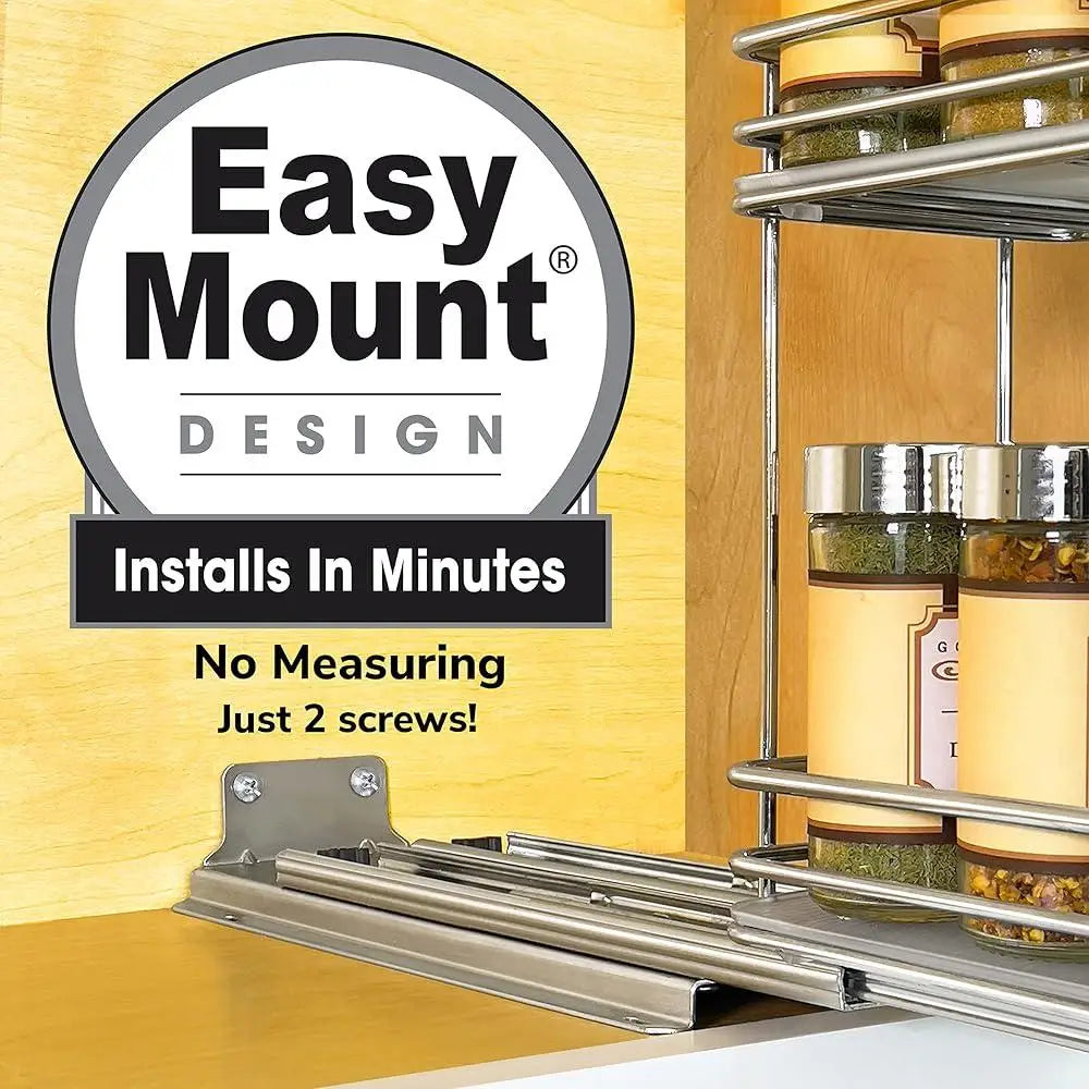 Pull Out Spice Rack Organizer Slide Out Drawer Kitchen Cabinets Heavy Duty Chrome Easy Mount Rust Resistant Storage Solution