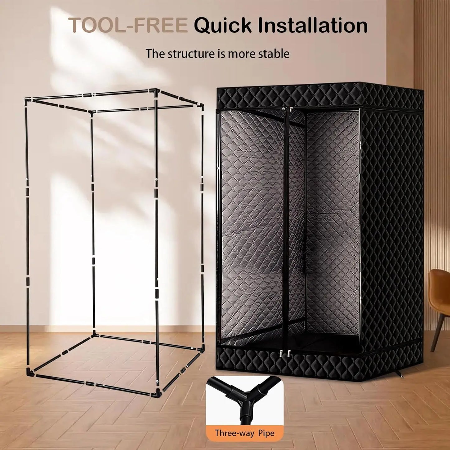 XL Portable Fridge Sauna Box, 6'3" Tall Spacious Design with Double Doors, Red Light Therapy 650nm