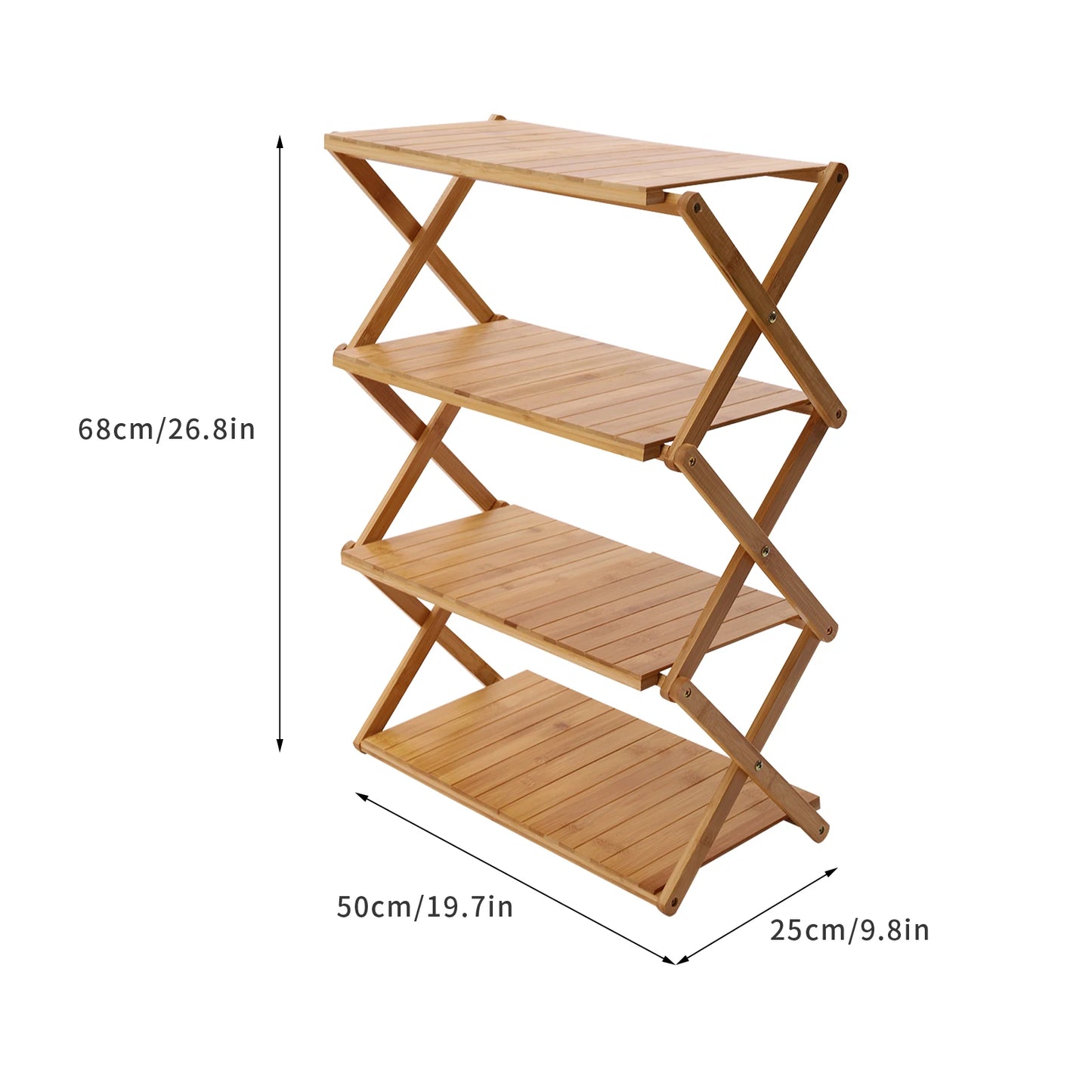 4-Tier Foldable Outdoor Picnic Table, Portable Bamboo Outdoor Shelf for Outdoor Kitchen, RV for Picnic, BBQ (One Second Expand)