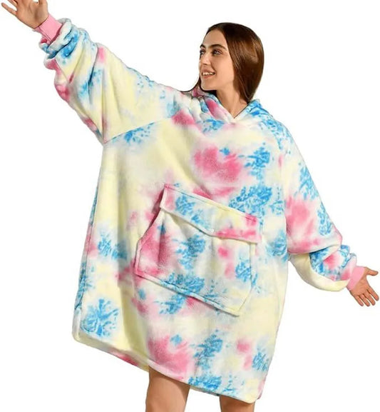 Wearable Blanket Hoodie, Oversized Sherpa Hooded for Women and Men, Cozy Sweatshirt with Giant Pocket