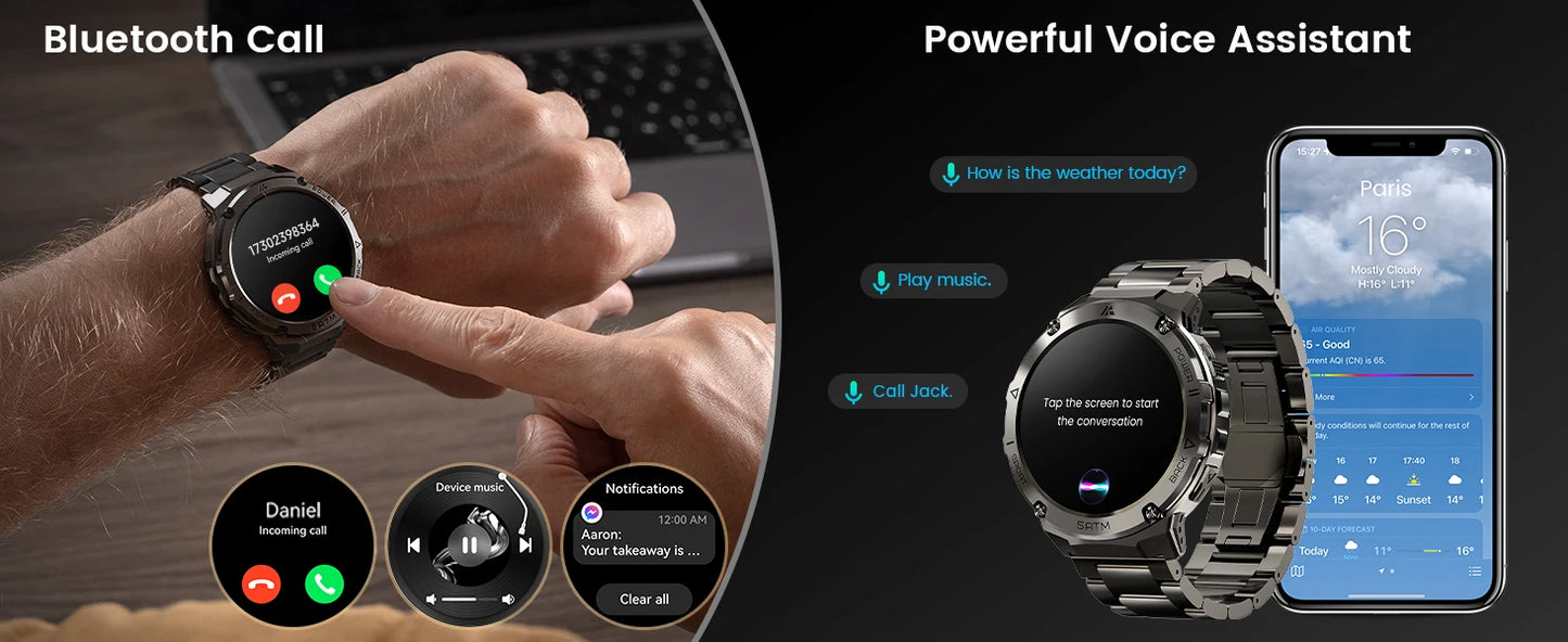 2024 Original Ticwris T3E GPS Smart Watch For Men Waterproof 5ATM IP69K 470mAh AMOLED Compass Bluetooth Call Electronic Watches