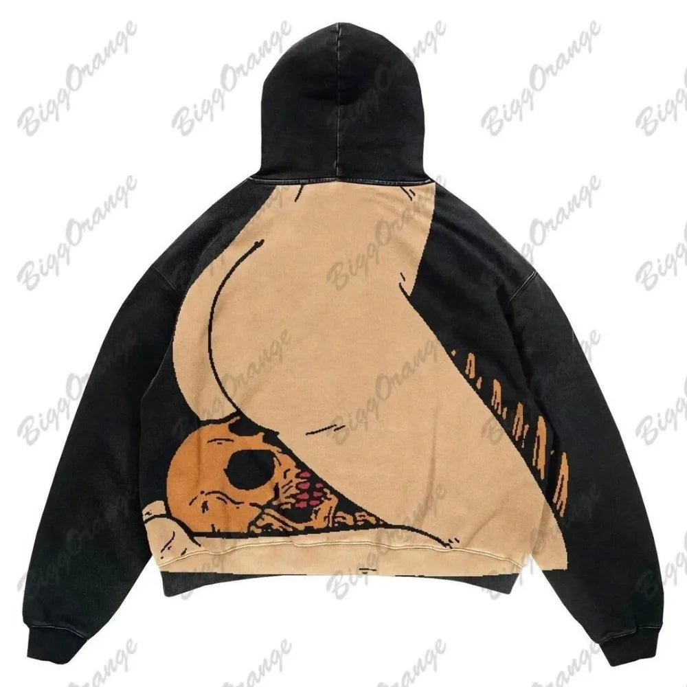 Harajuku Oversized Letter Printing Hoodie Streetwear Sweatshirt Y2k Tops Gothic Clothes Grunge Hoodies Women Men Clothing