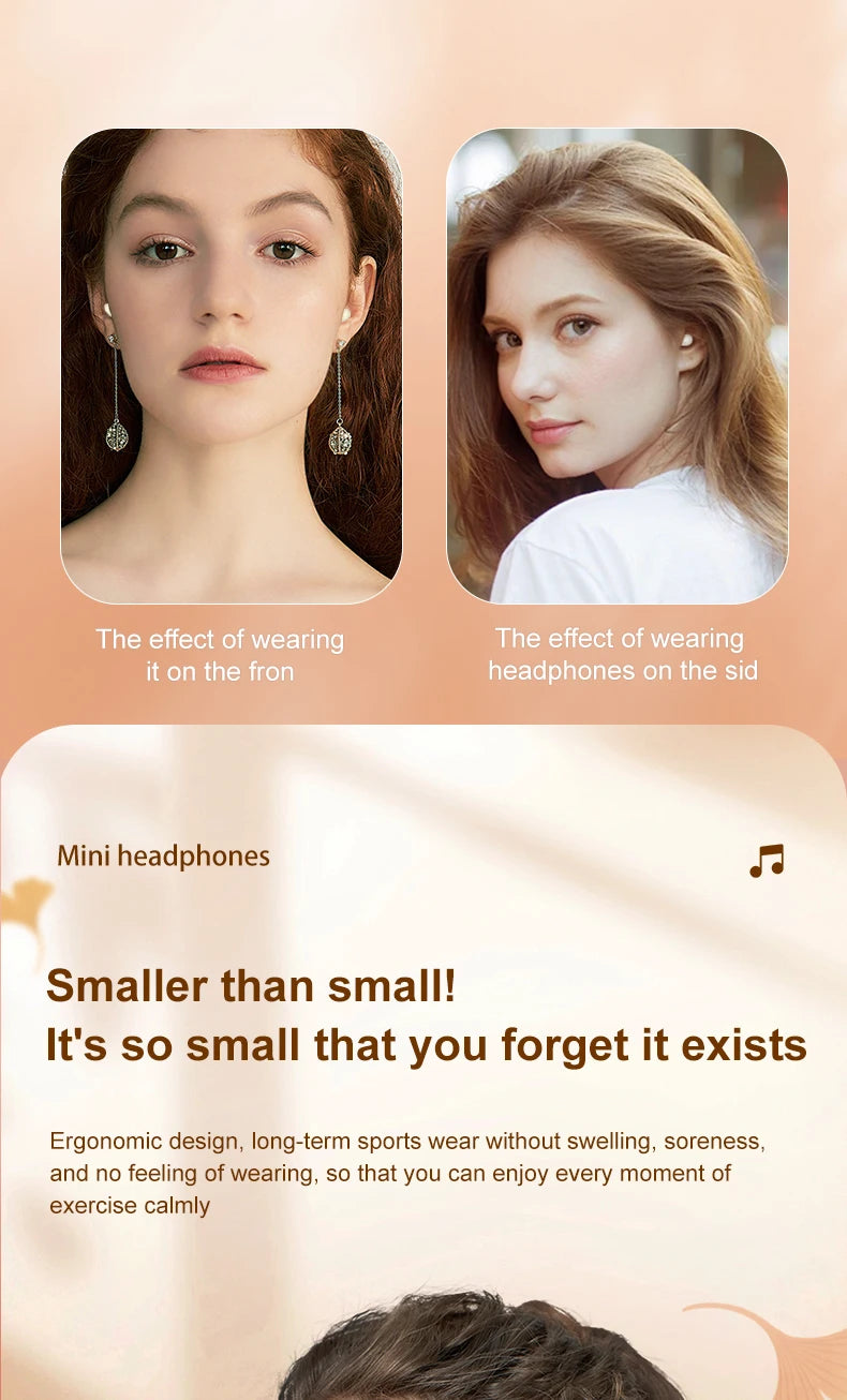 Wireless Bluetooth sleeping Headphones Noise canceling earbuds Hidden Headset Mini Invisible Earphones With Mic Sport Waterproof