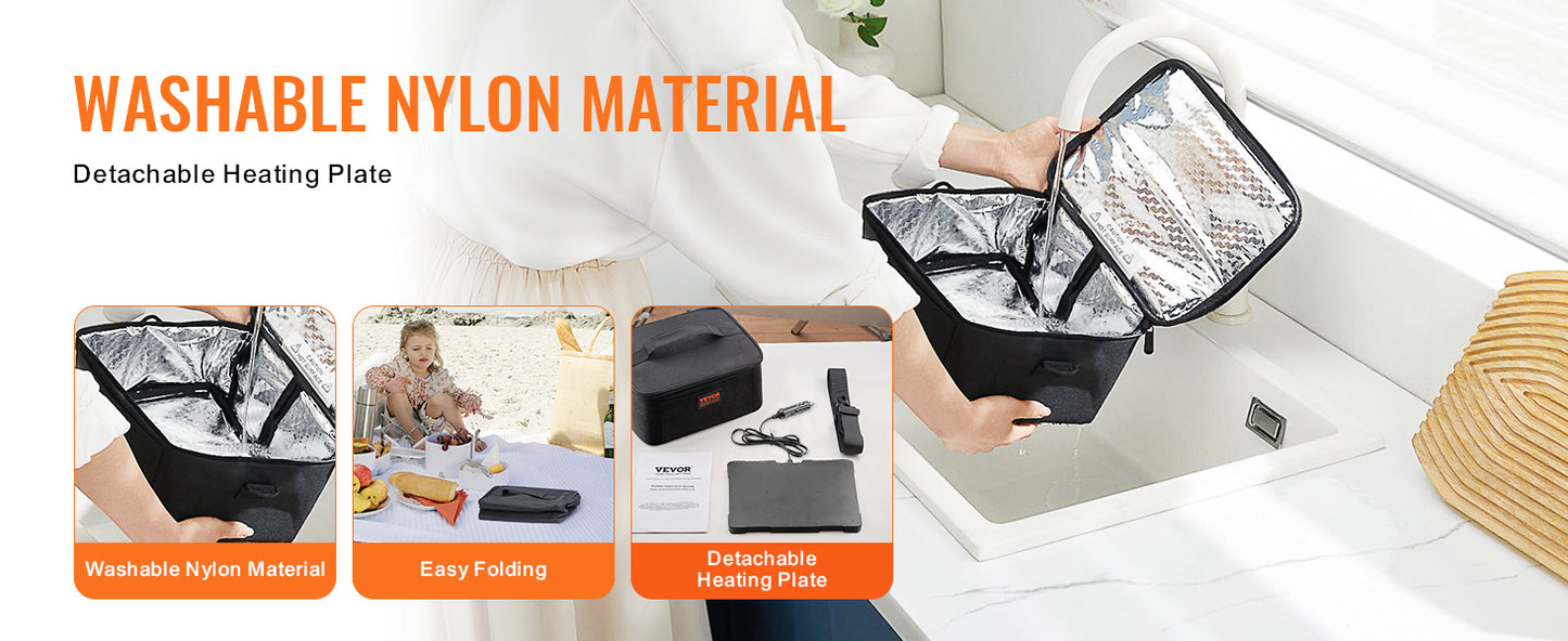 VEVOR Portable Oven  Portable Mini Personal Microwave 2QT Electric Heated Lunch Box Compatible with Glass Ceramic Foil Container
